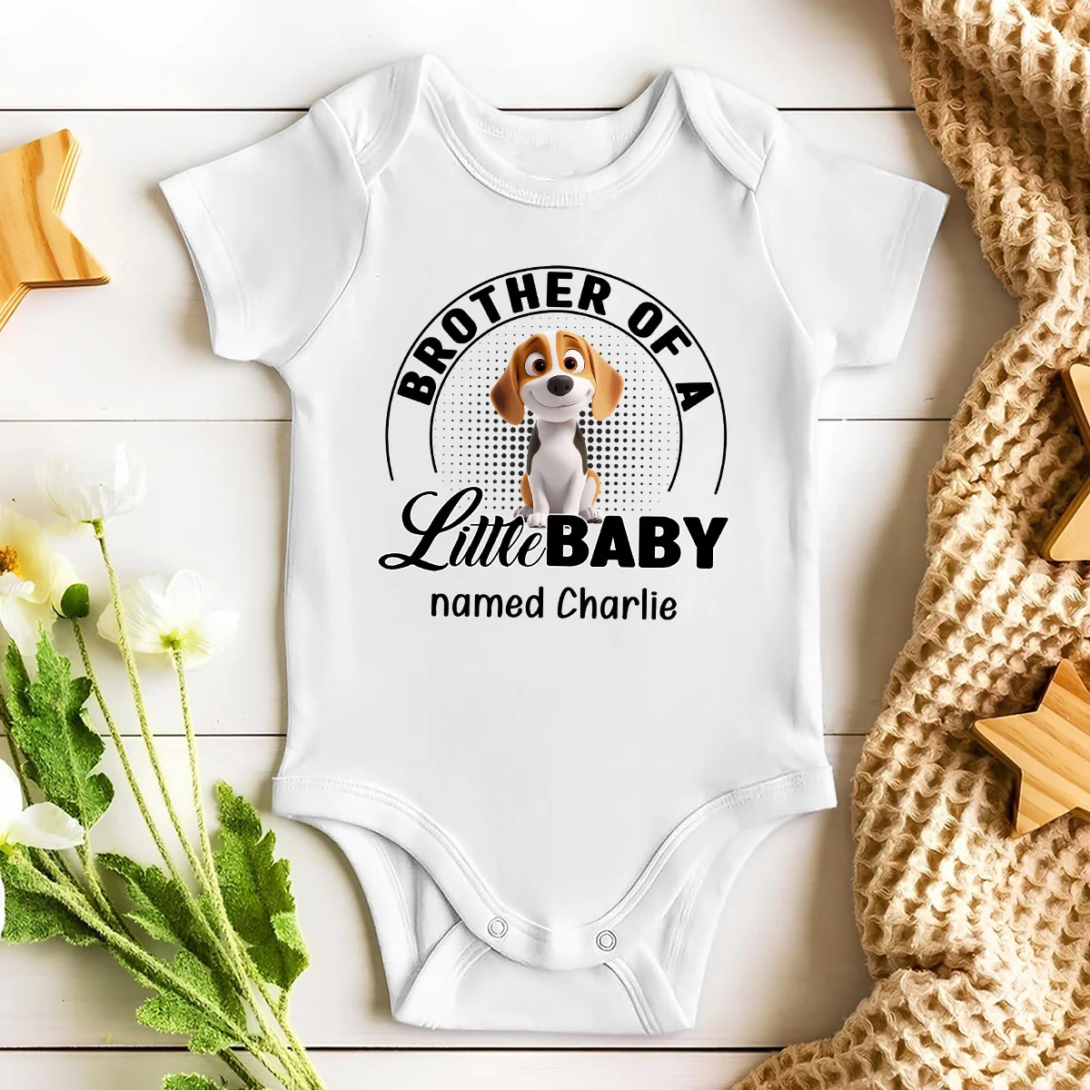 Dog Family Of Little Baby - Personalized Custom Baby Onesie - Image 2