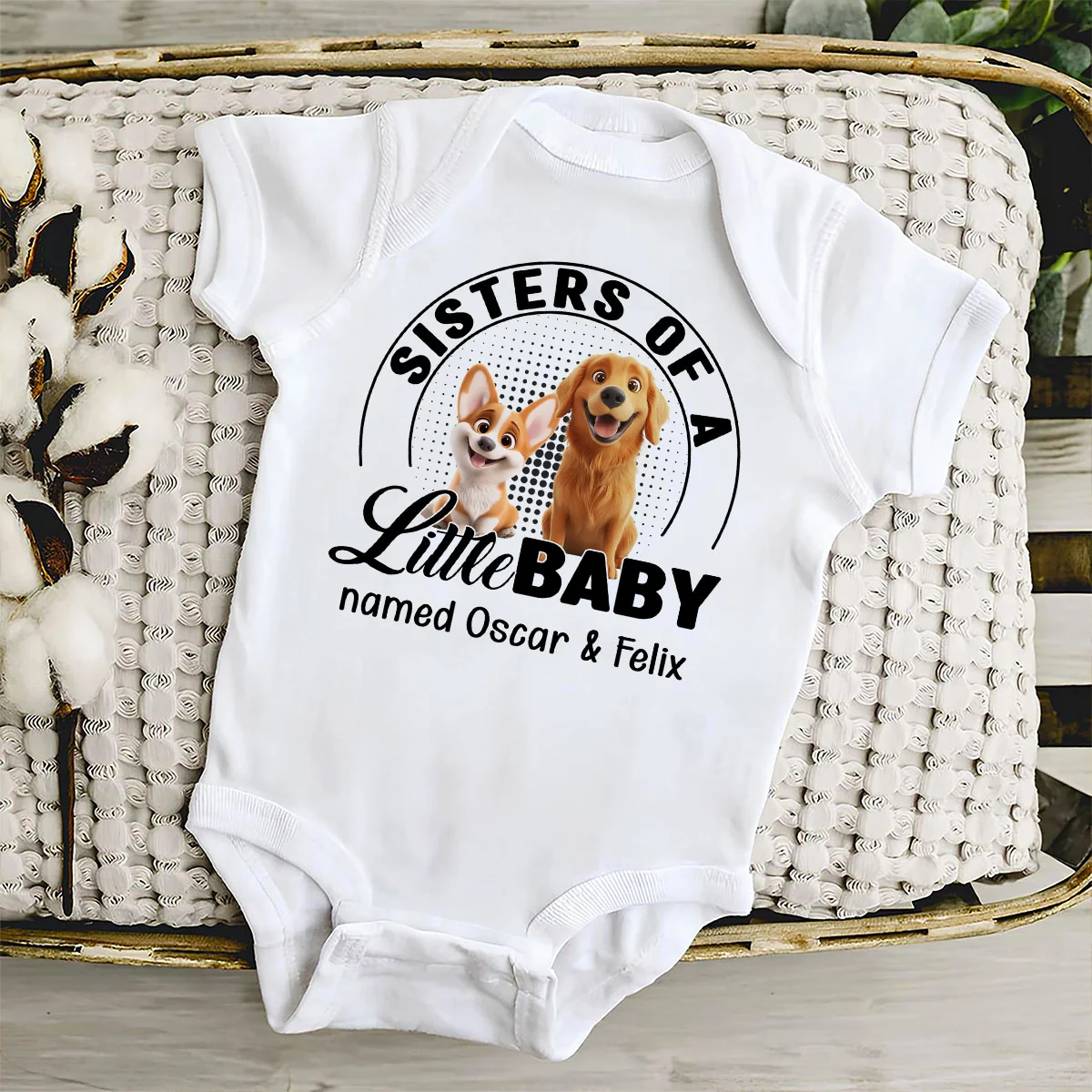 Dog Family Of Little Baby - Personalized Custom Baby Onesie - Image 3