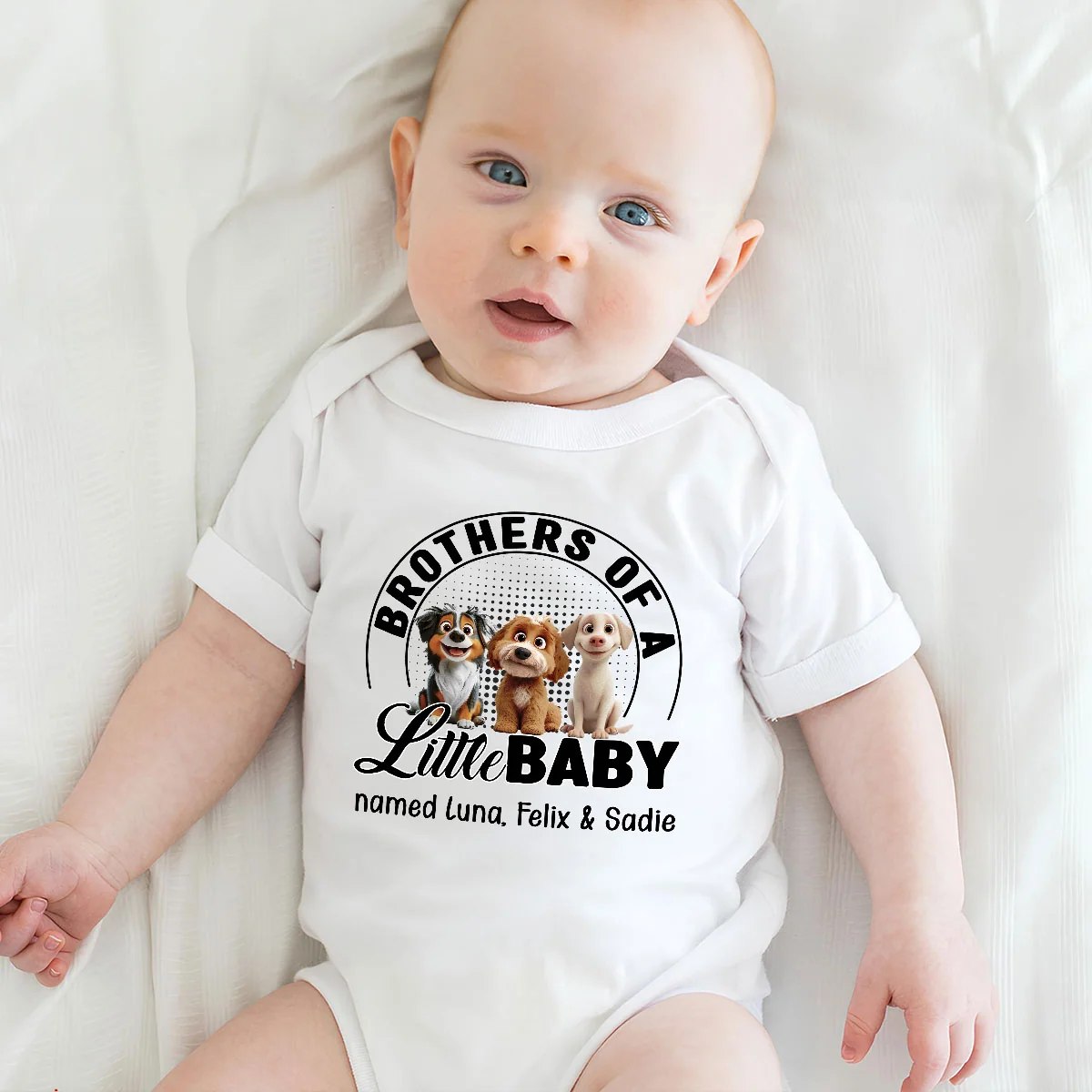 Dog Family Of Little Baby - Personalized Custom Baby Onesie - Image 4