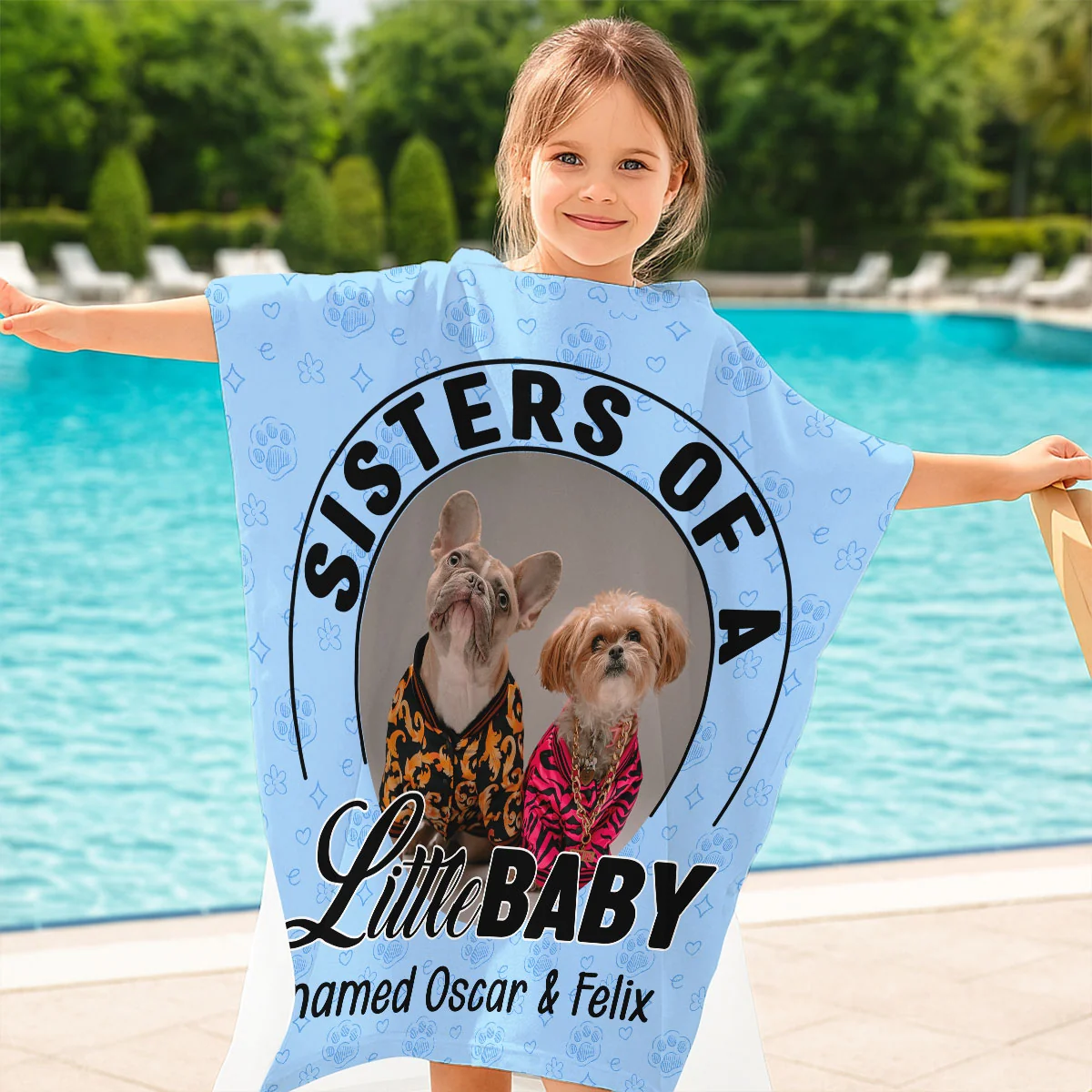 Dog Family Of Little Baby Photo - Personalized Custom Hooded Beach Towel - Image 4