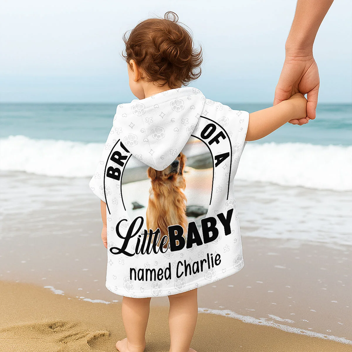 Dog Family Of Little Baby Photo - Personalized Custom Hooded Beach Towel - Image 5