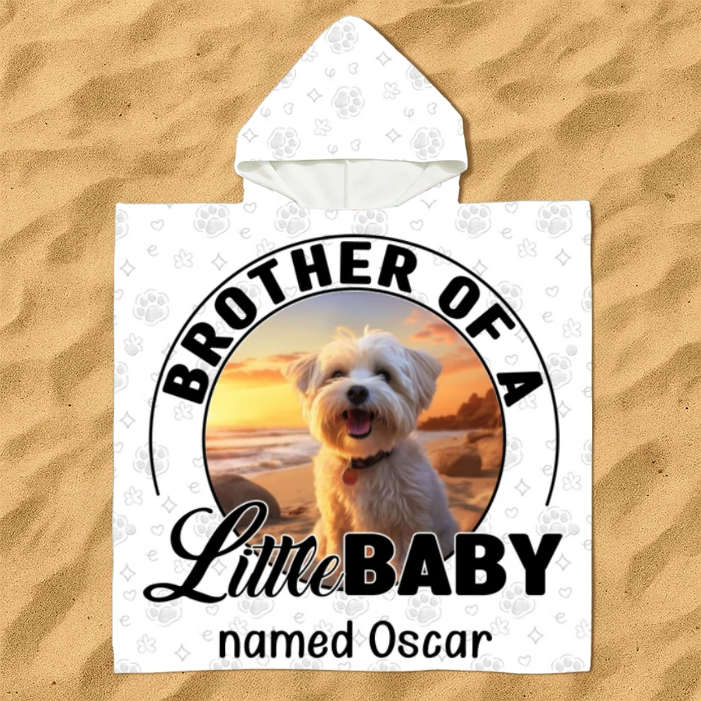 Dog Family Of Little Baby Photo - Personalized Custom Hooded Beach Towel - Image 7