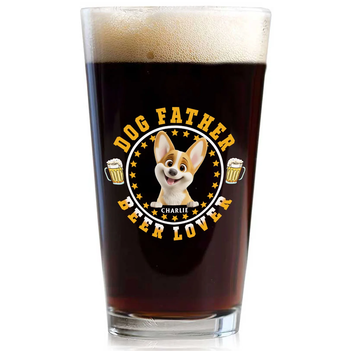 Dog Father - Personalized Custom Beer Glass