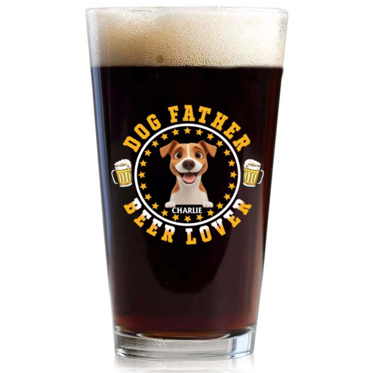 Dog Father - Personalized Custom Beer Glass - Image 6