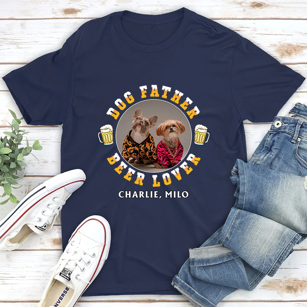 Dog Father Photo - Personalized Custom Unisex T-Shirt - Image 2