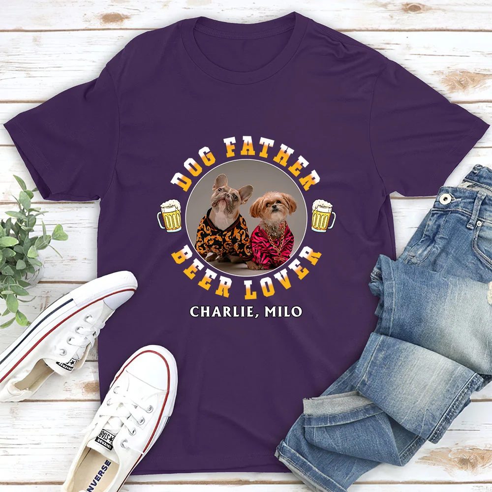 Dog Father Photo - Personalized Custom Unisex T-Shirt - Image 4