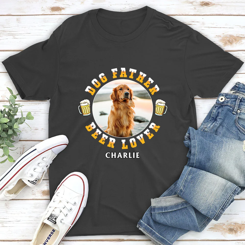 Dog Father Photo - Personalized Custom Unisex T-Shirt - Image 5