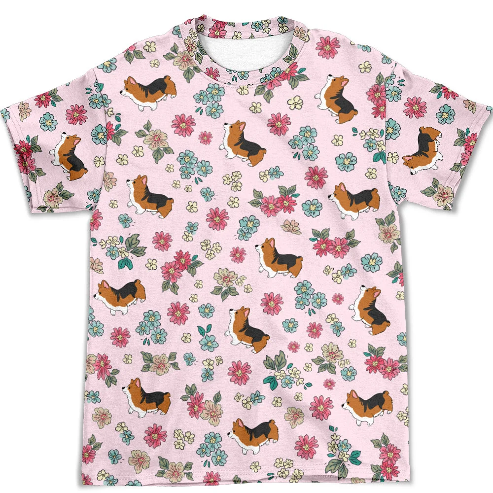 Dog Floral Seamless Shirt - Personalized Custom All-over-print T-shirt