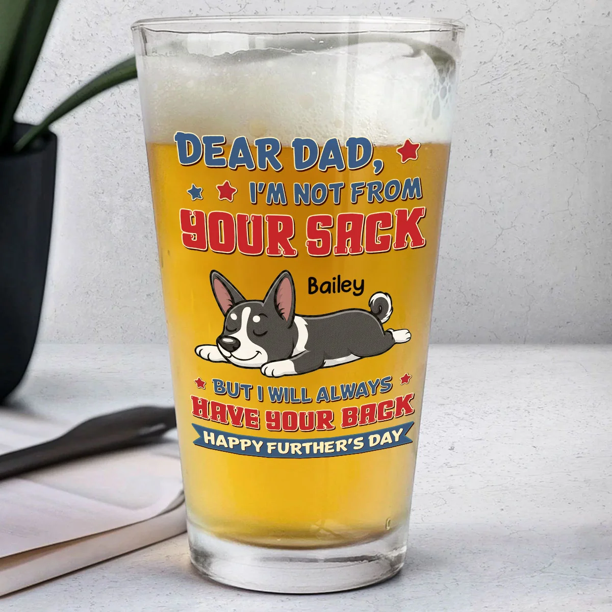 Dog Got Your Back - Personalized Custom Beer Glass - Image 2
