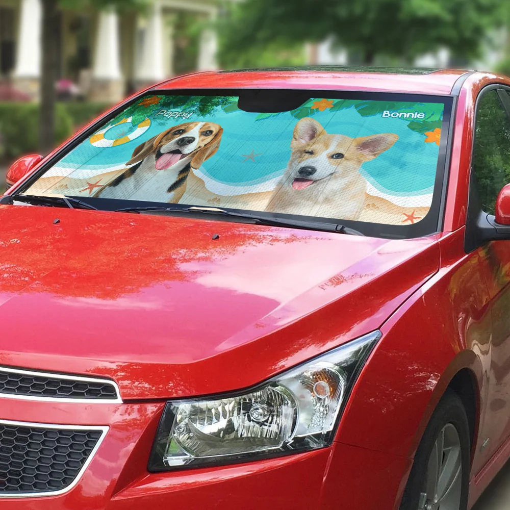 Dog Hello Summer Photo - Personalized Custom Car Sunshade - Image 5
