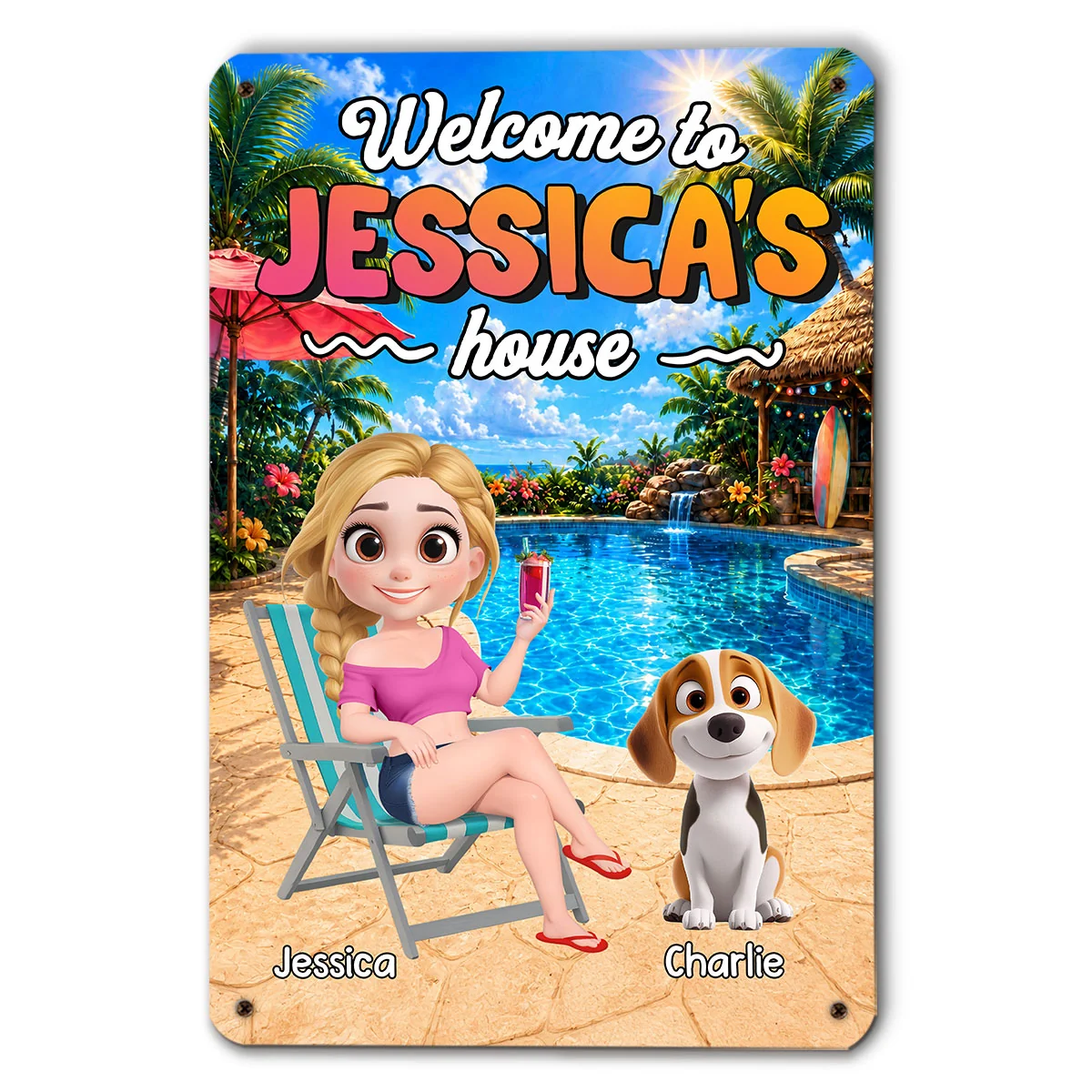 Dog House Summer - Personalized Custom Metal Sign