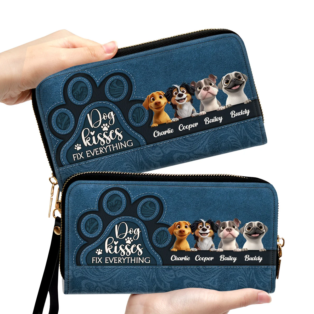 Dog Kisses Fix Everything - Personalized Custom Leather Wallet - Image 6