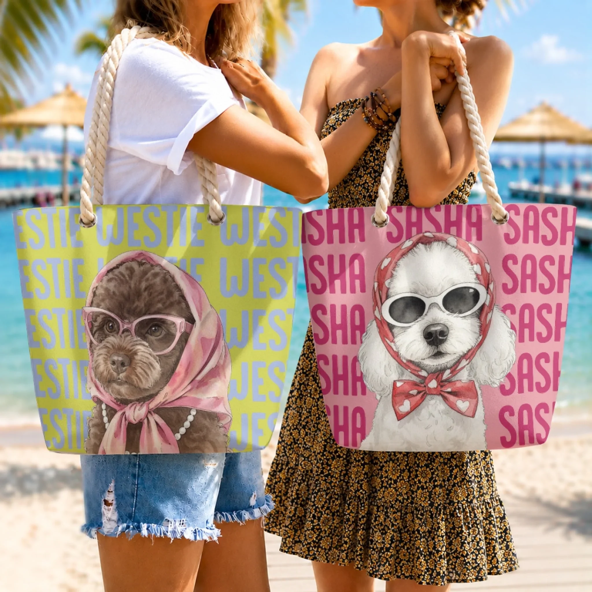 Dog Lover Watercolor - Personalized Custom Beach Bag - Image 5
