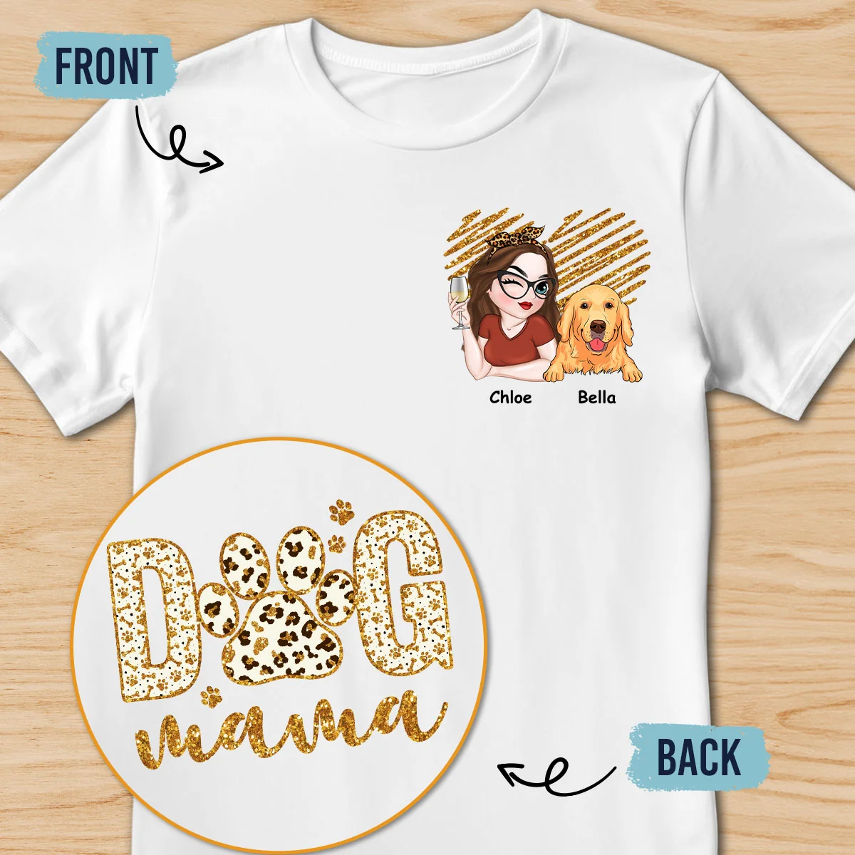 Dog Mama - Personalized Custom Back And Front Printed Unisex T-Shirt