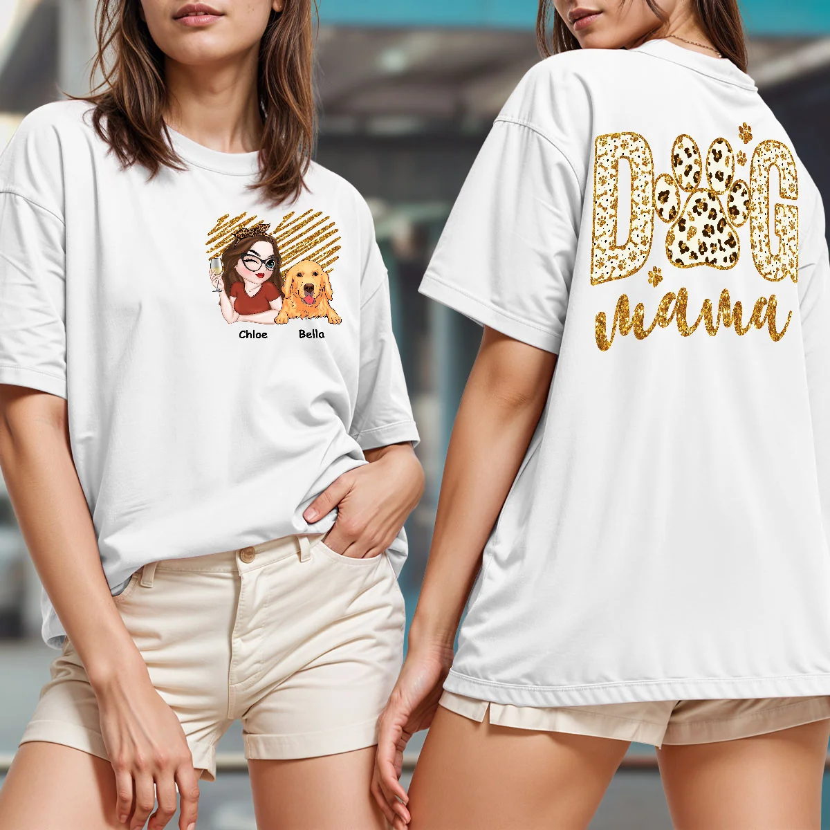 Dog Mama - Personalized Custom Back And Front Printed Unisex T-Shirt - Image 2