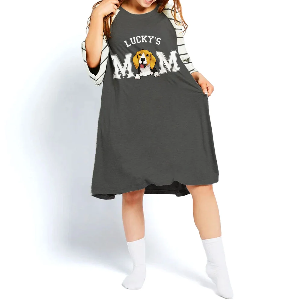 Dog Mom Basic Striped - Personalized Custom 3/4 Sleeve Dress - Image 3