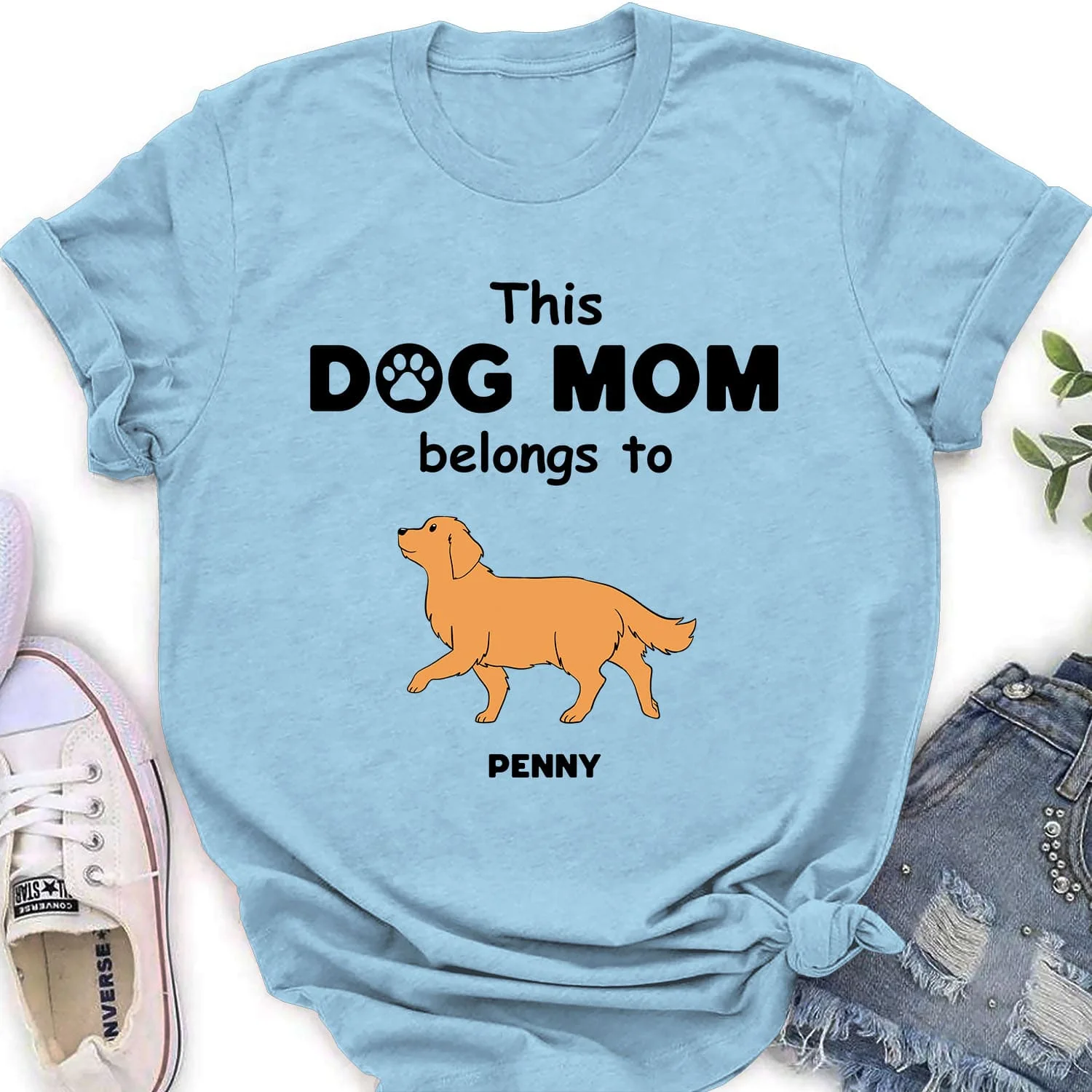 Dog Mom Belongs To - Personalized Custom Women's T-shirt - Image 2