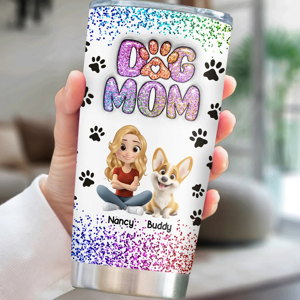 Dog Mom Blink - Personalized Custom 3D Inflated Effect Tumbler - Image 2