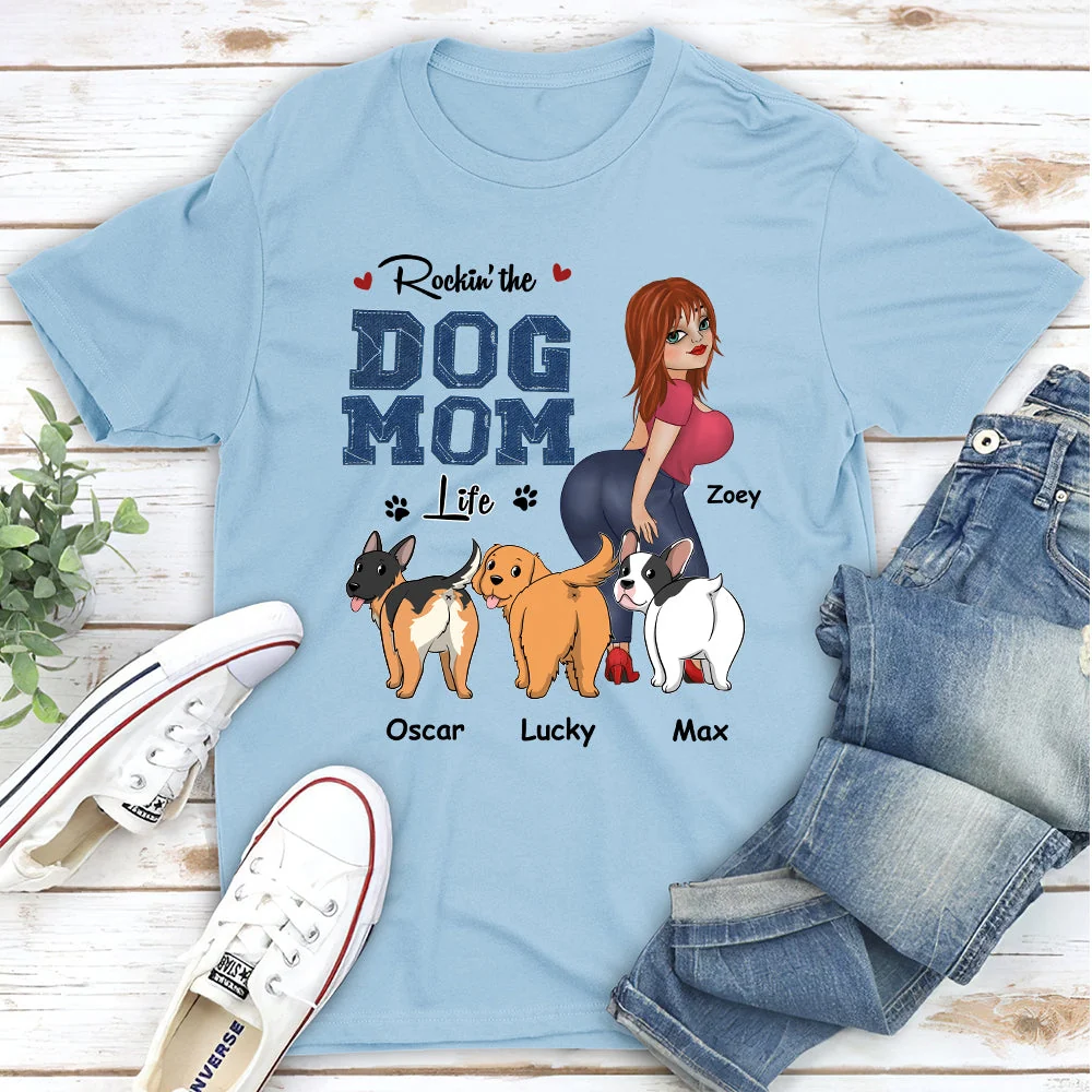 Dog Mom Blue Denim - Personalized Custom Unisex T-shirt - Image 4