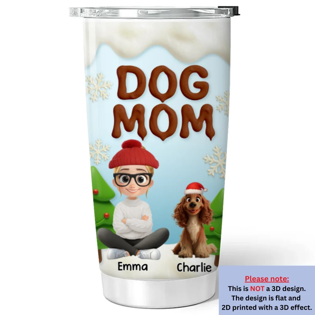 Dog Mom Dad Christmas Color - Personalized Custom 3D Effect Tumbler - Image 6