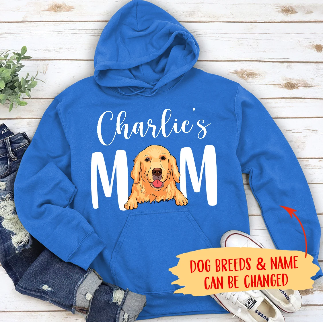 Dog Mom/Dad - Personalized Custom Unisex Hoodie (white text) - Image 2