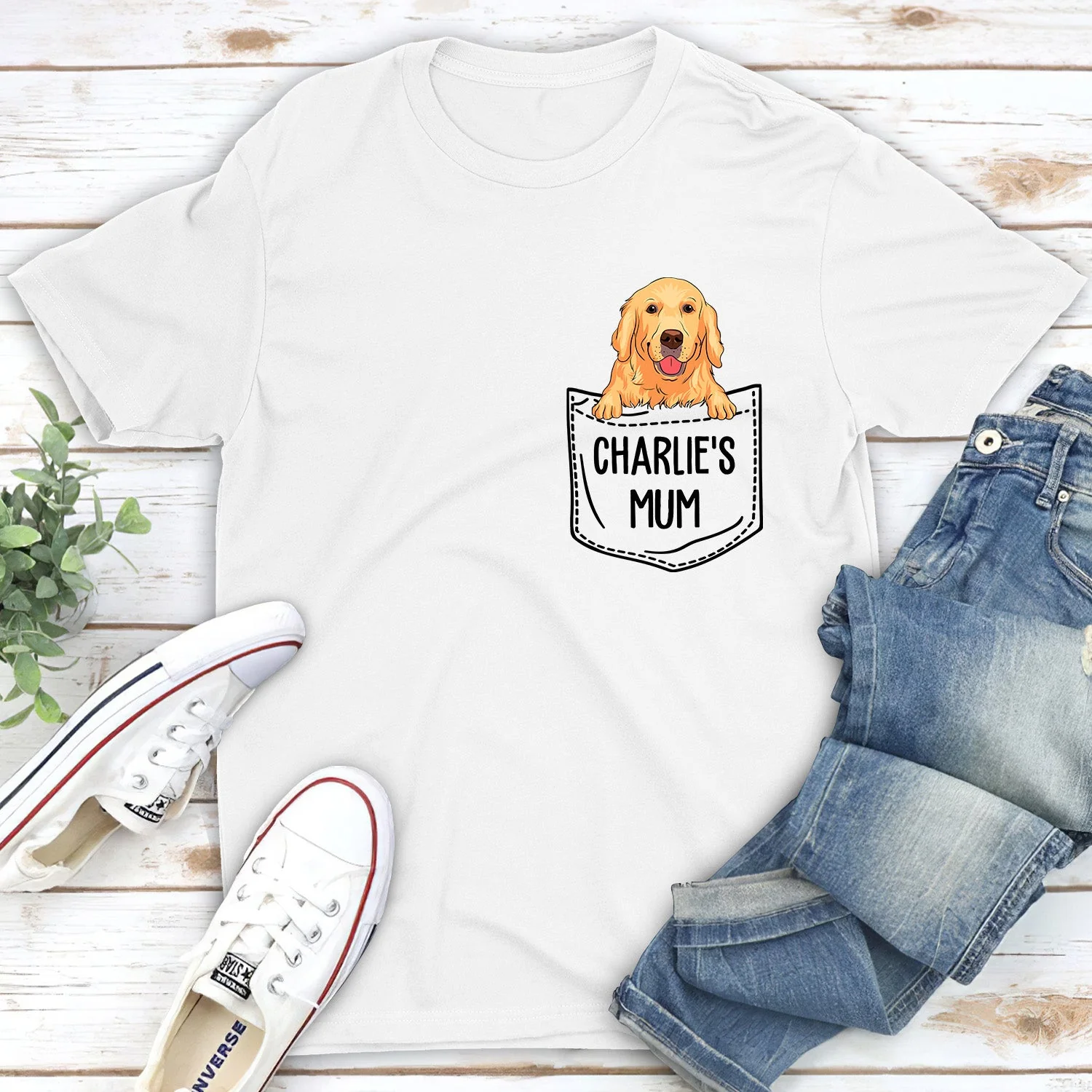Pocket Dog Mom/ Dad - Personalized Custom Unisex T-shirt - Image 2