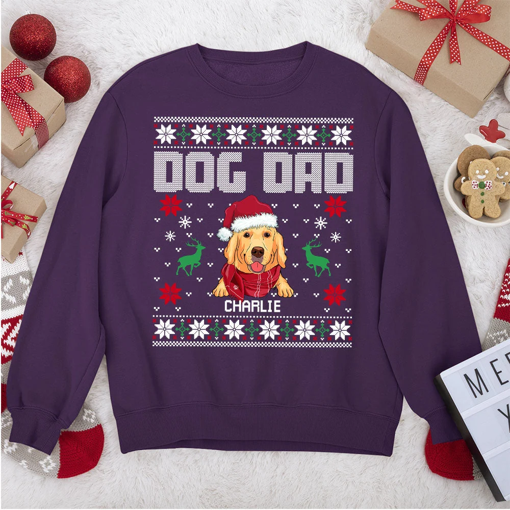 Dog Mom/Dad Ugly Pattern - Personalized Custom Sweatshirt - Image 2
