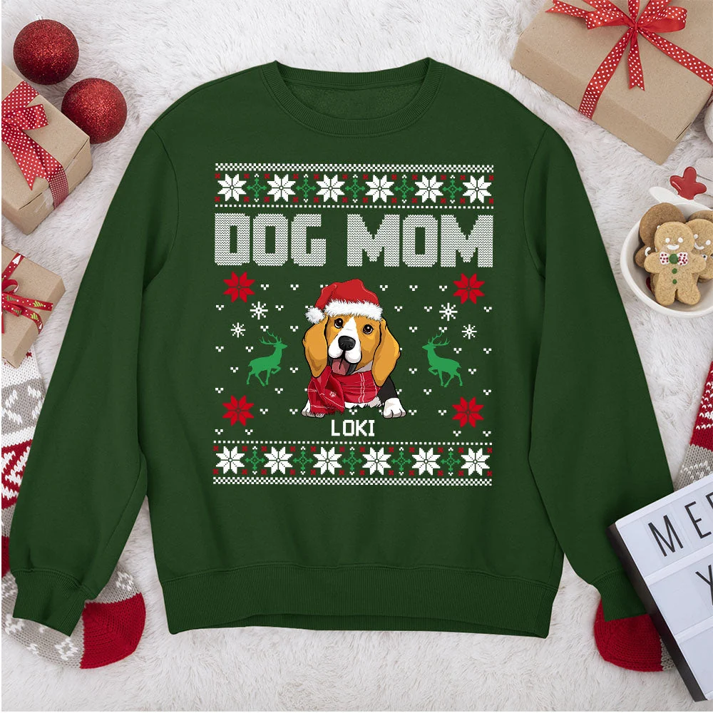 Dog Mom/Dad Ugly Pattern - Personalized Custom Sweatshirt - Image 4