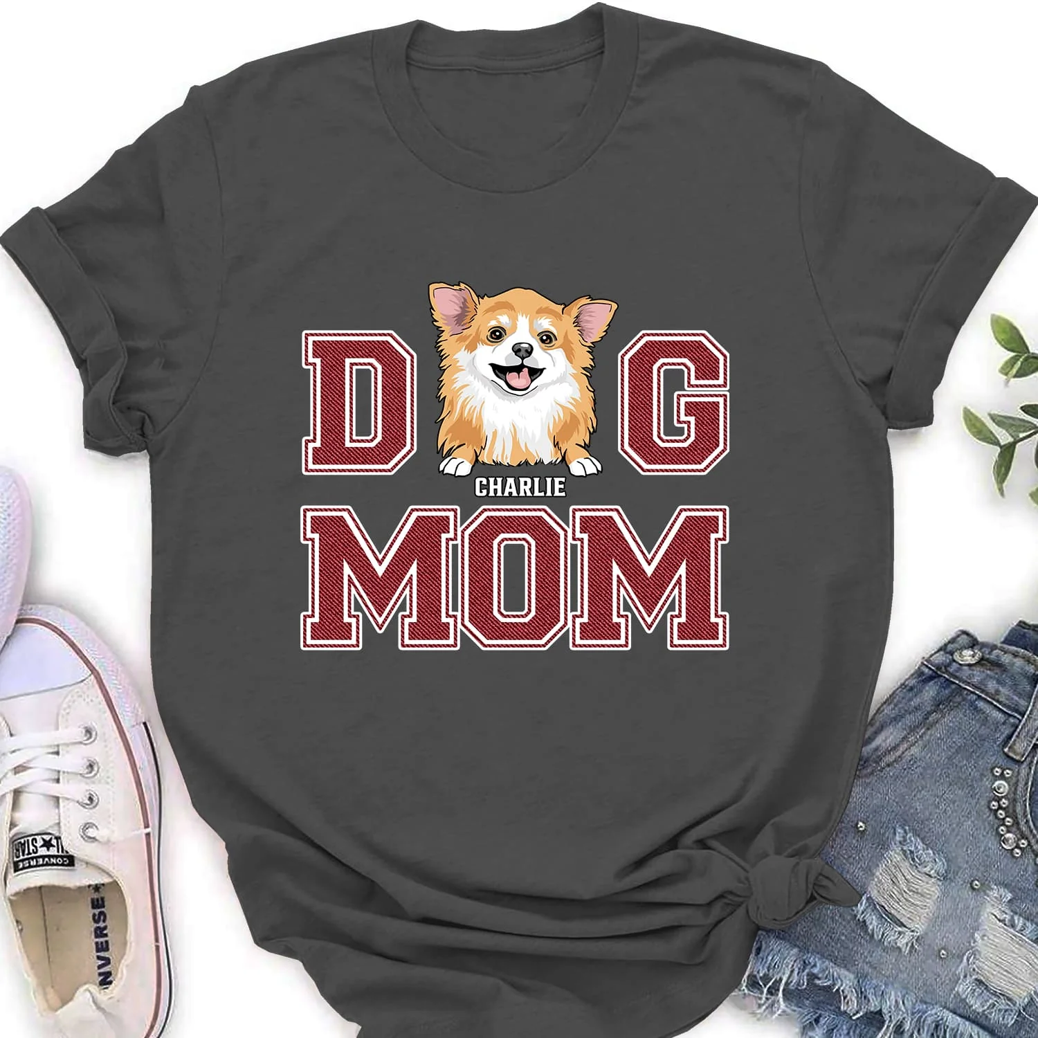 Dog Mom/ Dog Dad Basic - Personalized Custom Women's T-shirt - Image 2