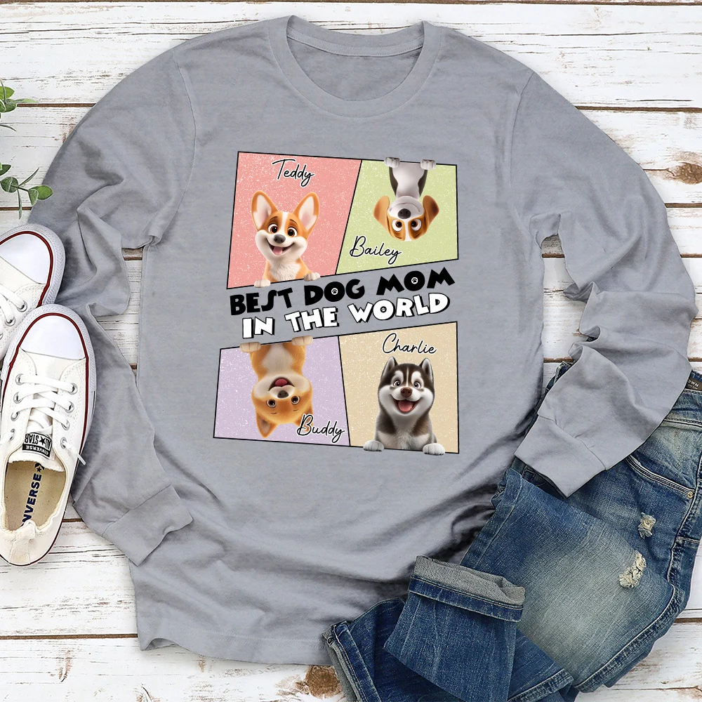 Dog Mom Frame - Personalized Custom Long Sleeve T-Shirt - Image 2