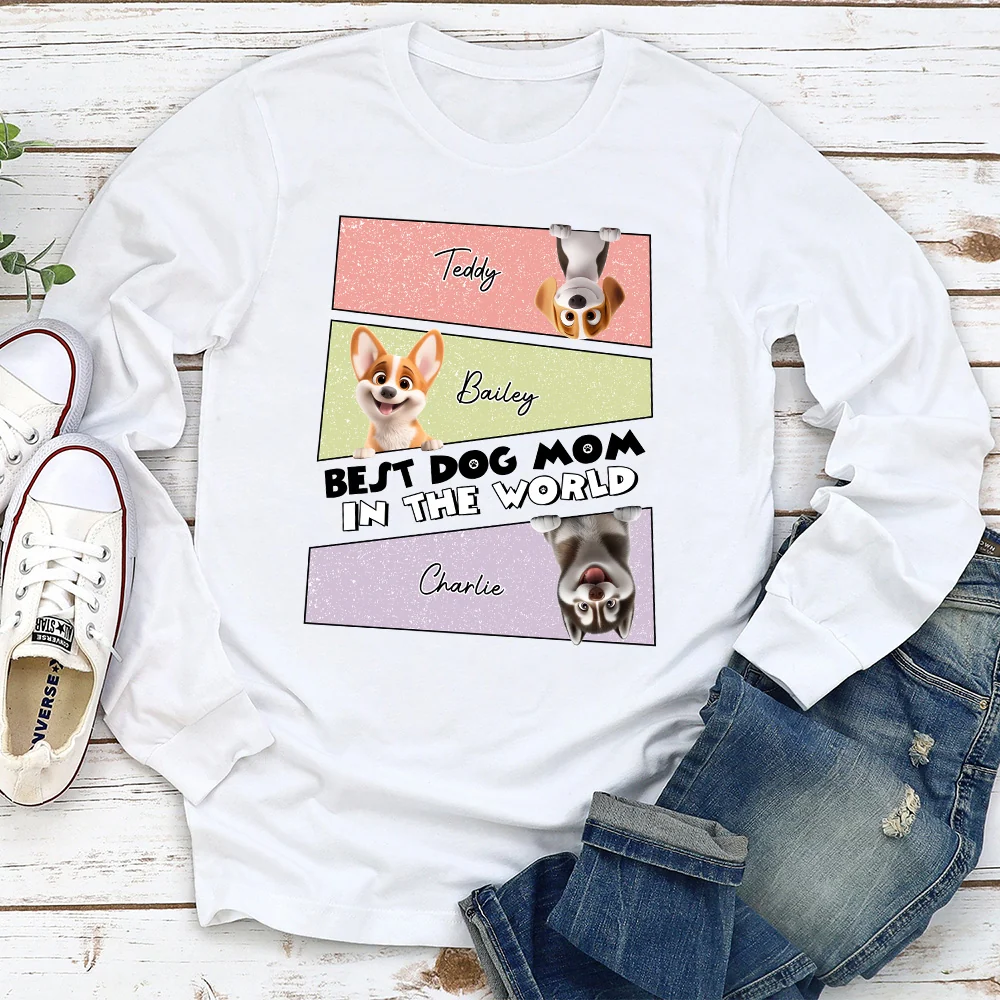 Dog Mom Frame - Personalized Custom Long Sleeve T-Shirt - Image 3