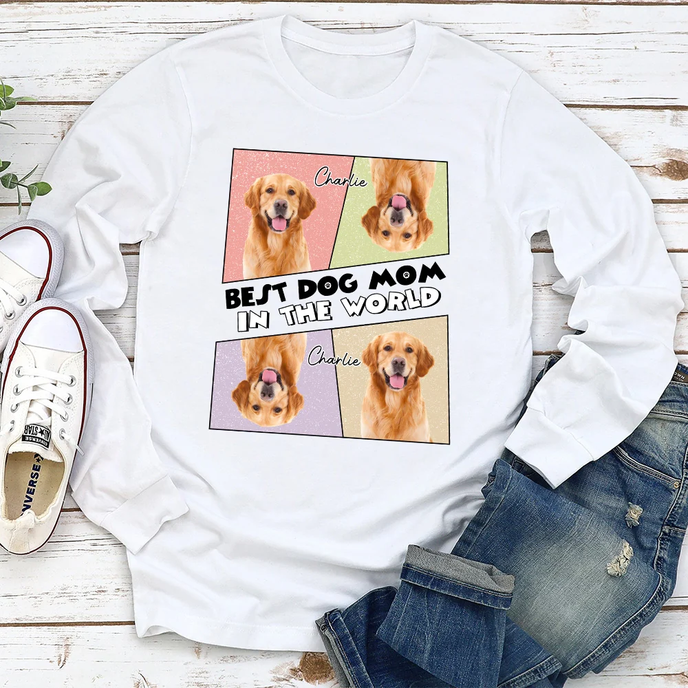 Dog Mom Frame - Personalized Custom Long Sleeve T-Shirt - Image 4