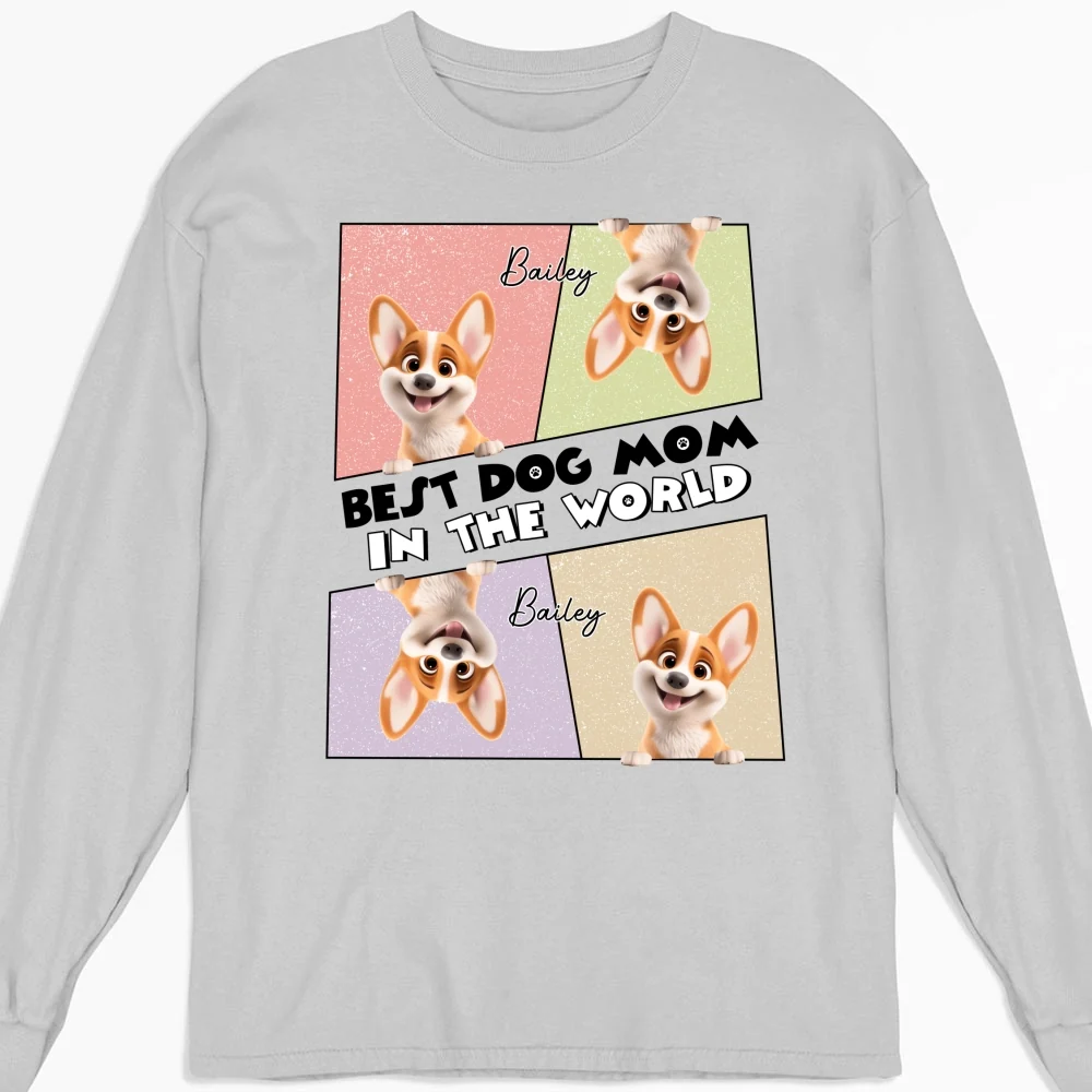 Dog Mom Frame - Personalized Custom Long Sleeve T-Shirt - Image 5