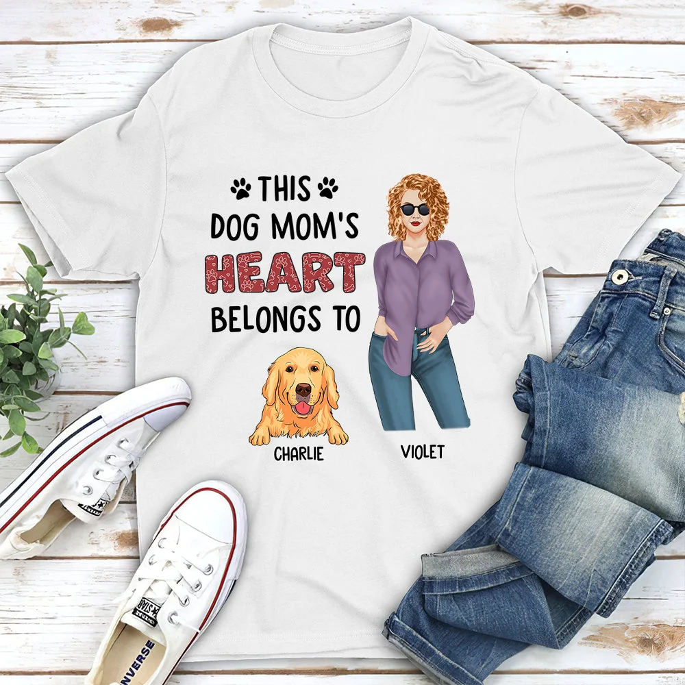 Dog Mom Heart 1 - Personalized Custom Unisex T-shirt - Image 4