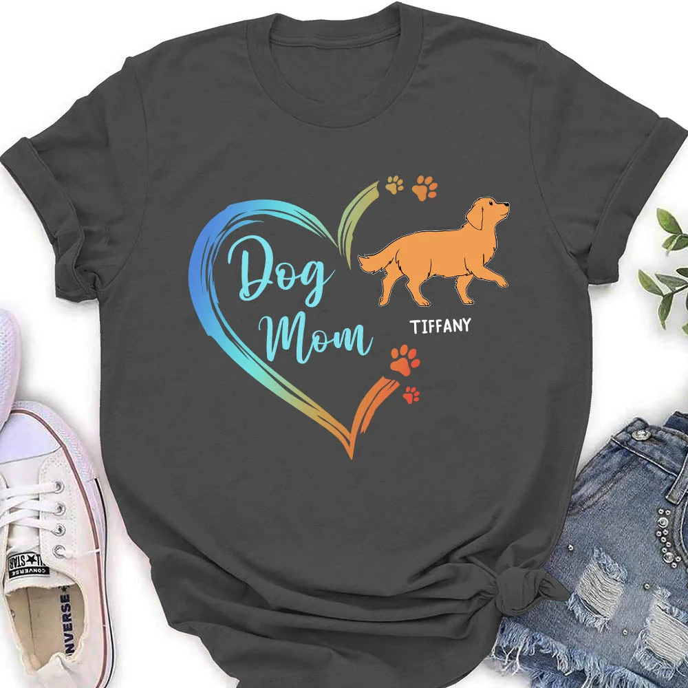Dog Mom Heart Shape - Personalized Custom Women's T-shirt - Image 4