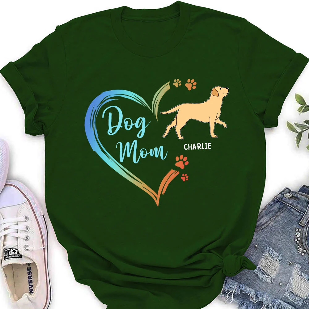 Dog Mom Heart Shape - Personalized Custom Women's T-shirt - Image 5