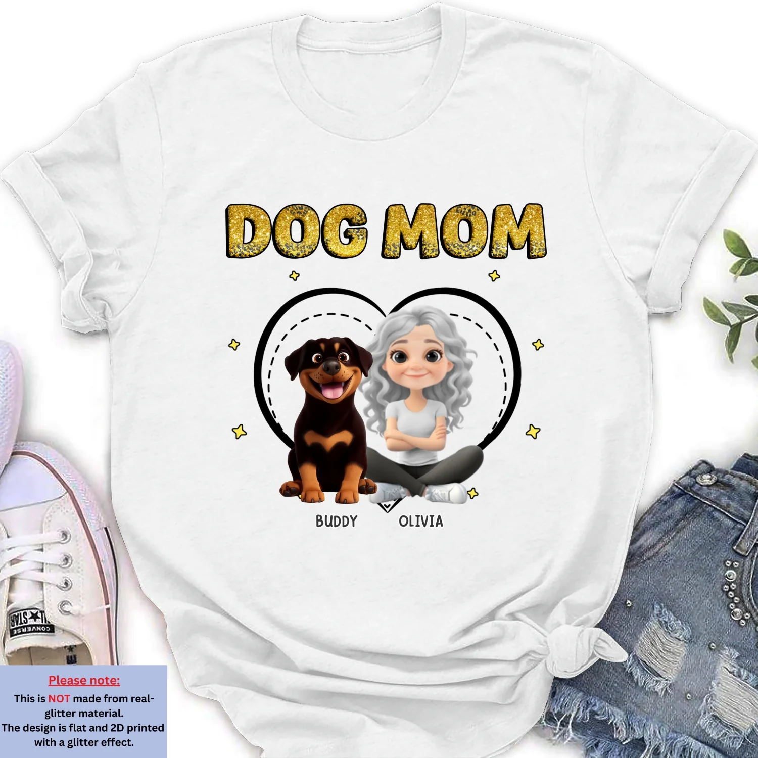 Dog Mom Leopard Blink - Personalized Custom Women's T-Shirt - Image 5