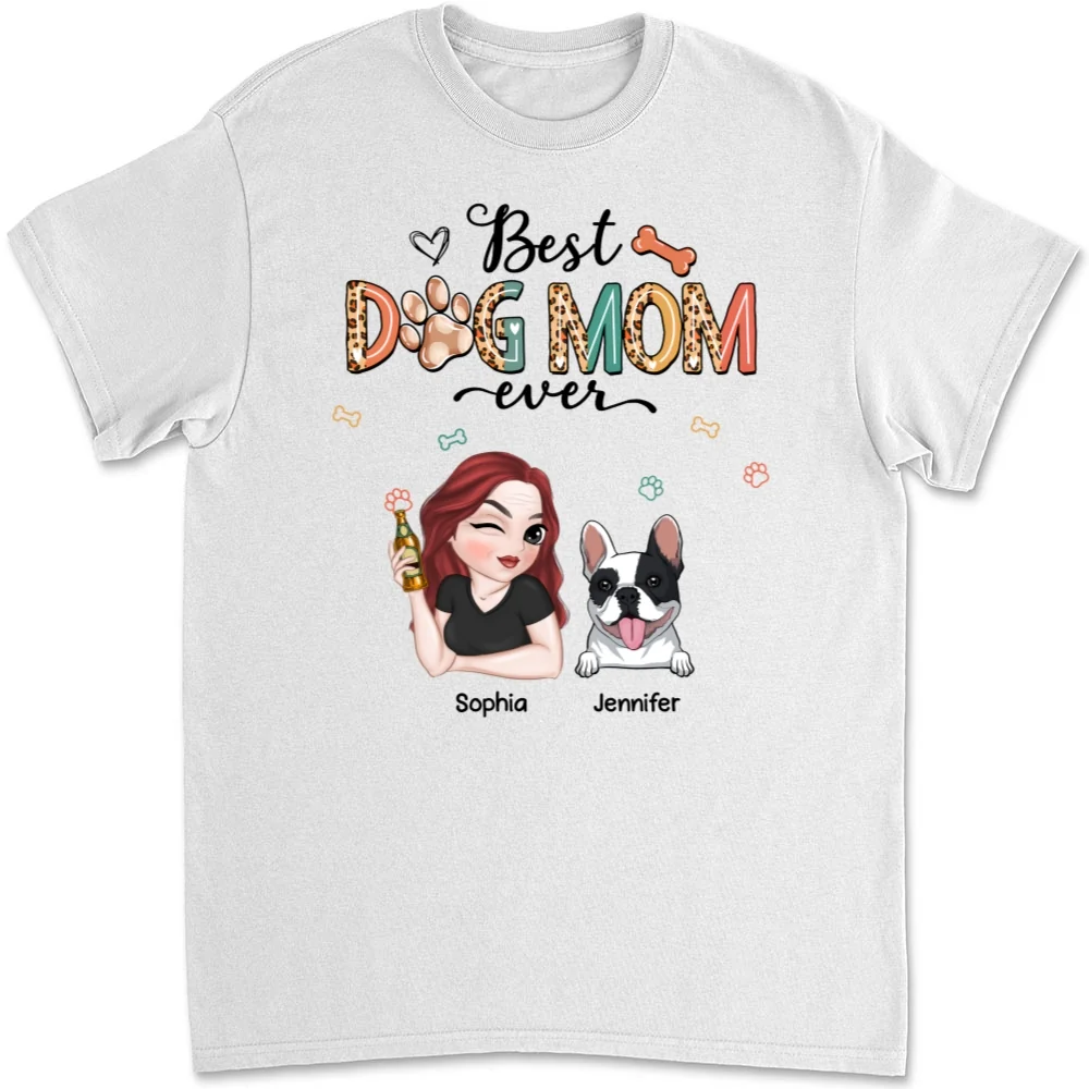 Dog Mom Leopard Colorful - Personalized Custom Unisex T-Shirt - Image 5