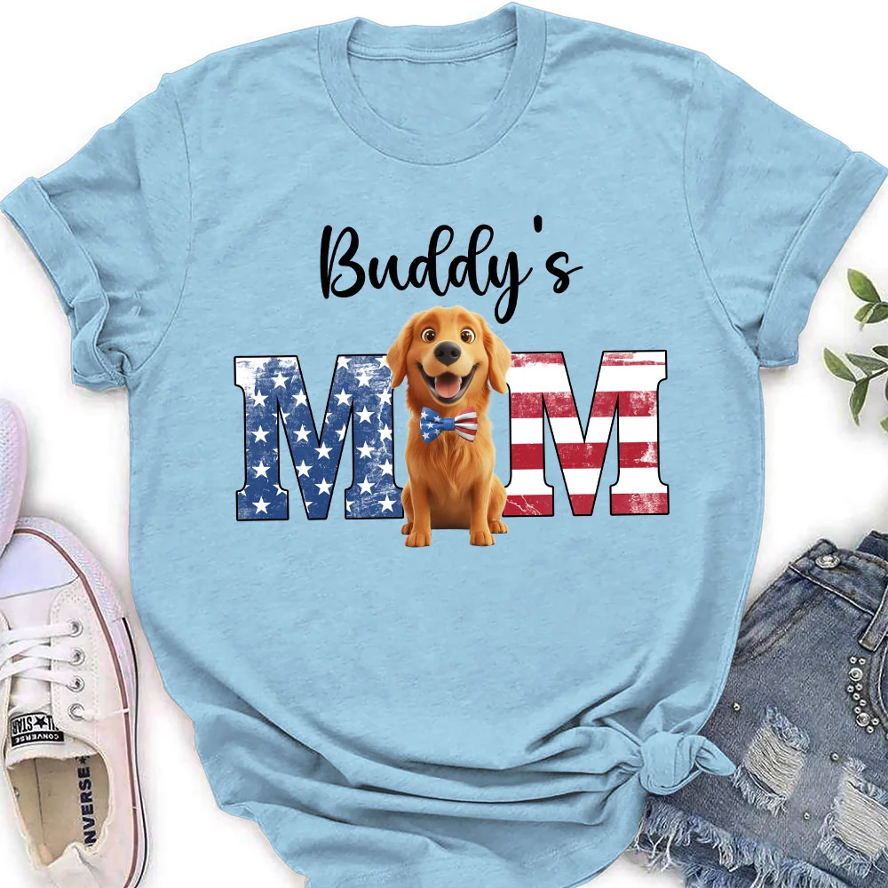 Dog Mom Love Peace - Personalized Custom Women's T-Shirt - Image 3