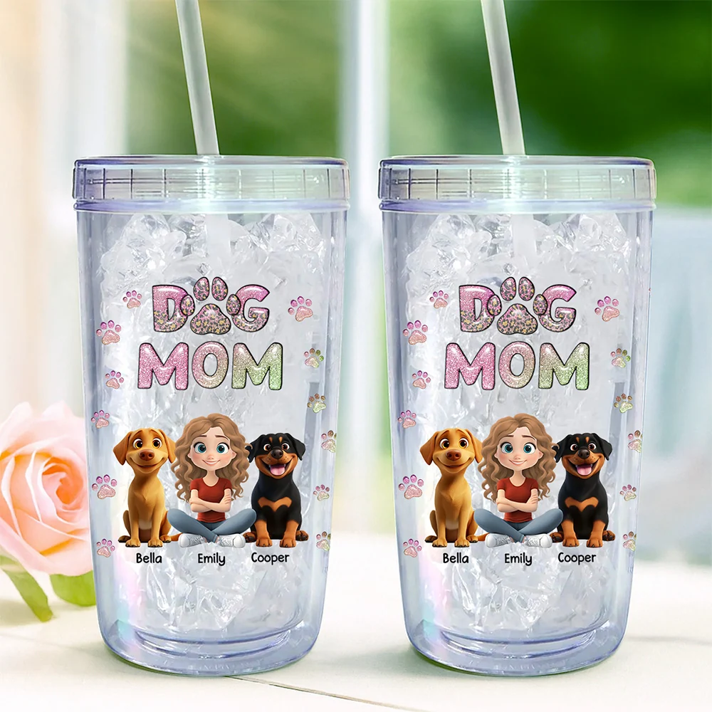 Dog Mom Lovely Chibi - Personalized Custom 14oz Plastic Tumbler - Image 4