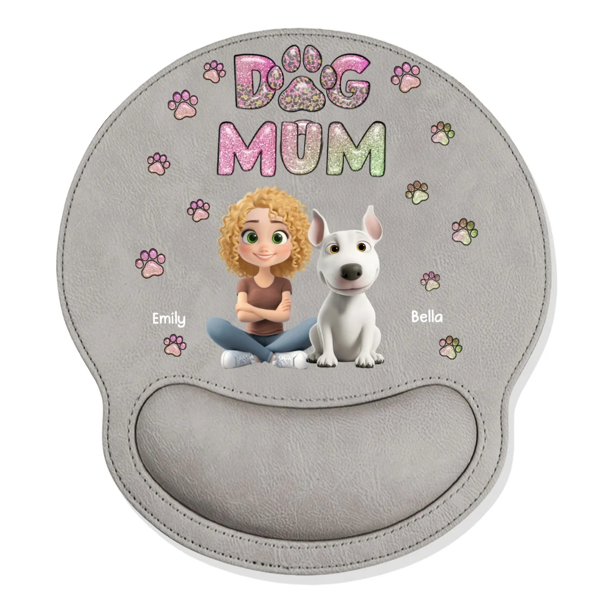 Dog Mom Lovely Chibi - Personalized Custom Leather Mouse Pad - Image 10