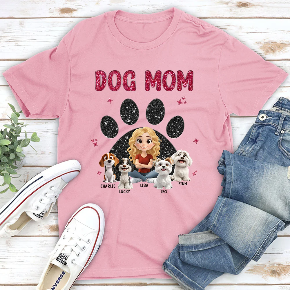 Dog Mom Mum Black Blink - Personalized Custom Unisex T-shirt - Image 4