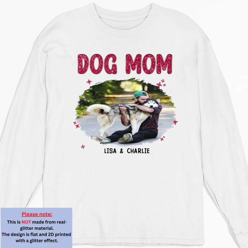 Dog Mom Mum Black Blink Photo- Personalized Custom Long Sleeve T-shirt - Image 3