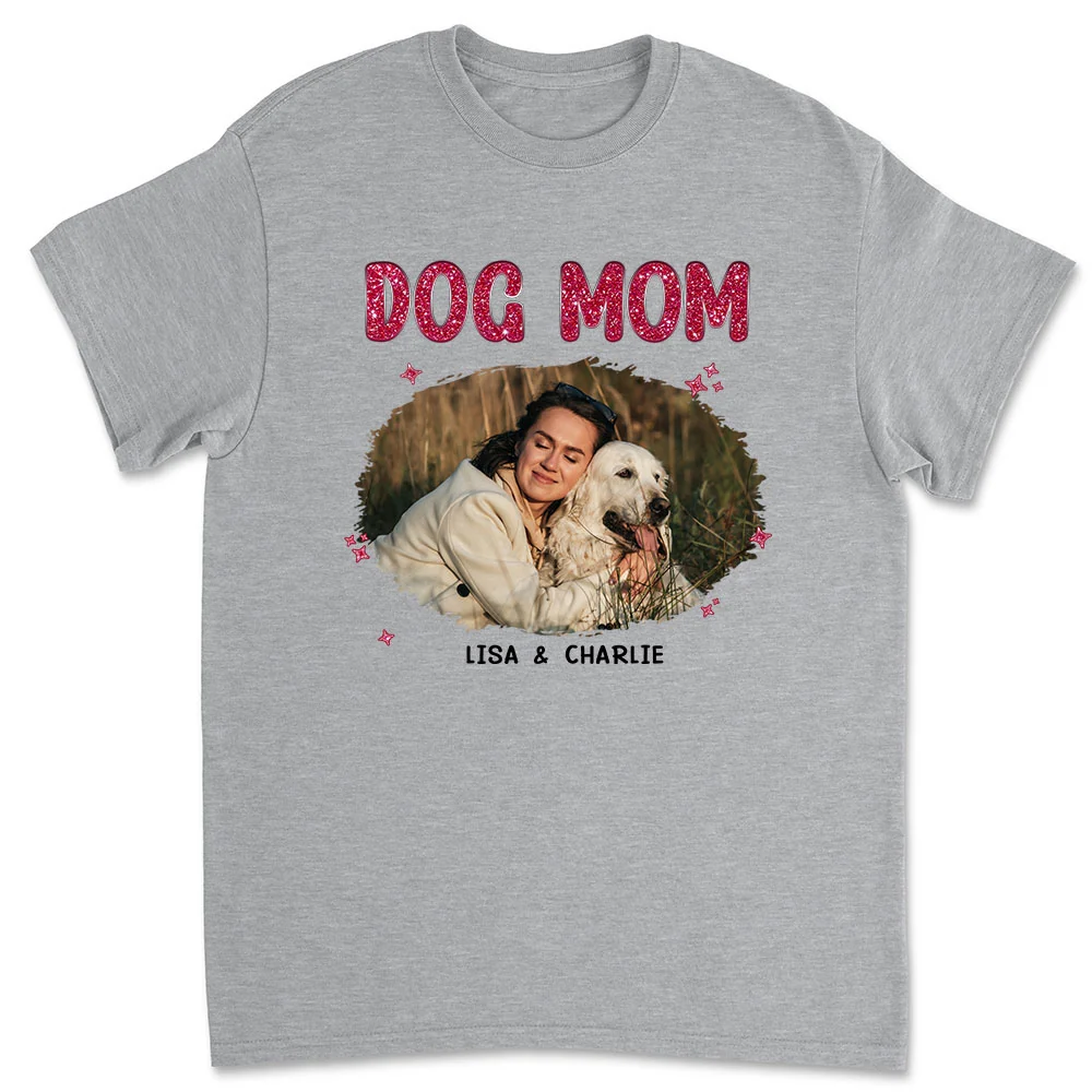 Dog Mom Mum Black Blink Photo - Personalized Custom Unisex T-shirt