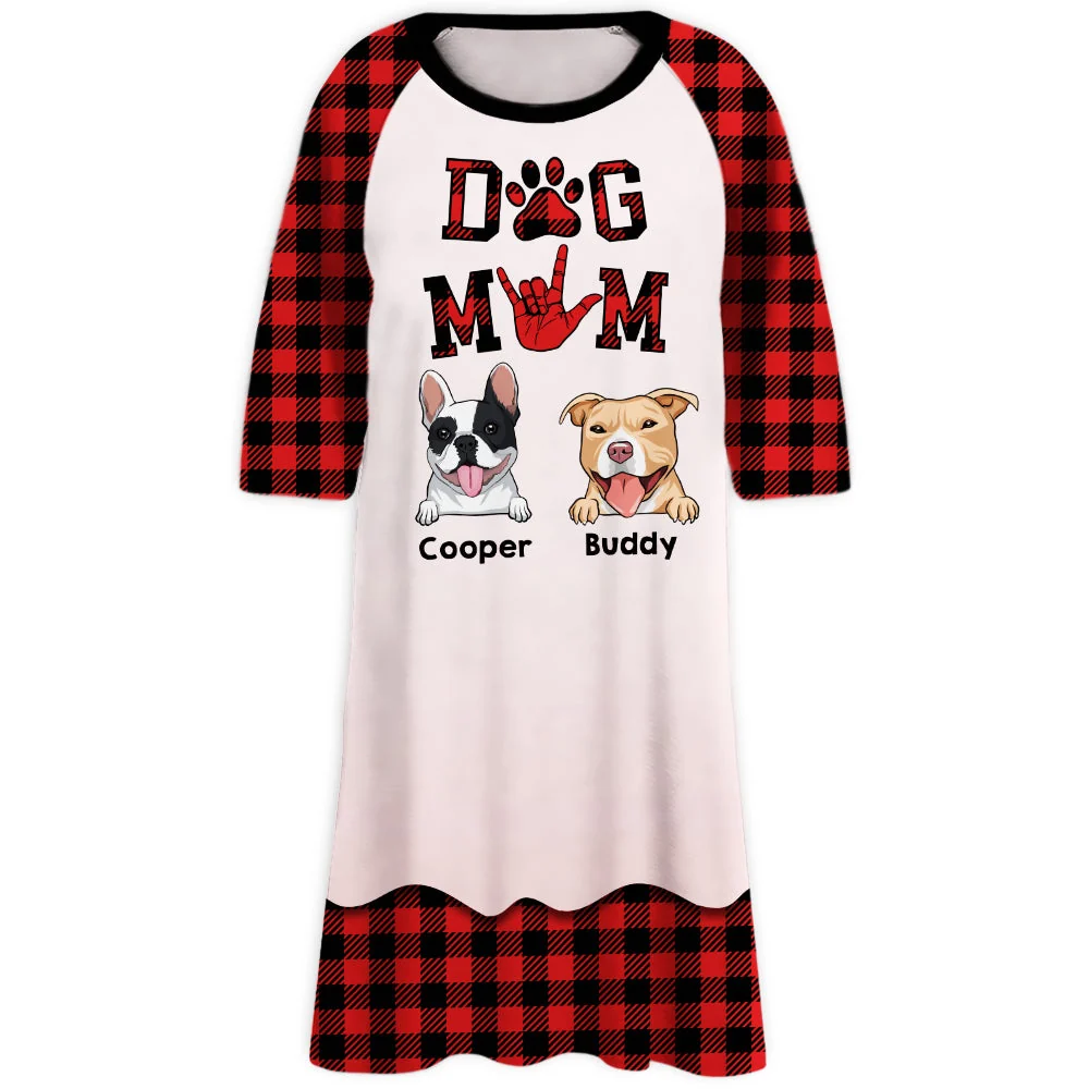 Dog Mom Pattern - Personalized Custom 3/4 Sleeve Dress - Image 2