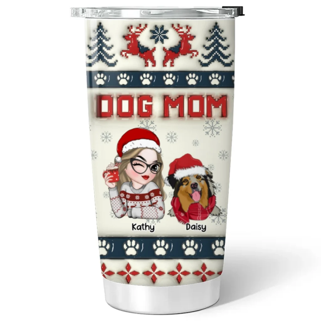 Dog Mom Pixel - Personalized Custom 3D Inflated Effect Tumbler - Image 6