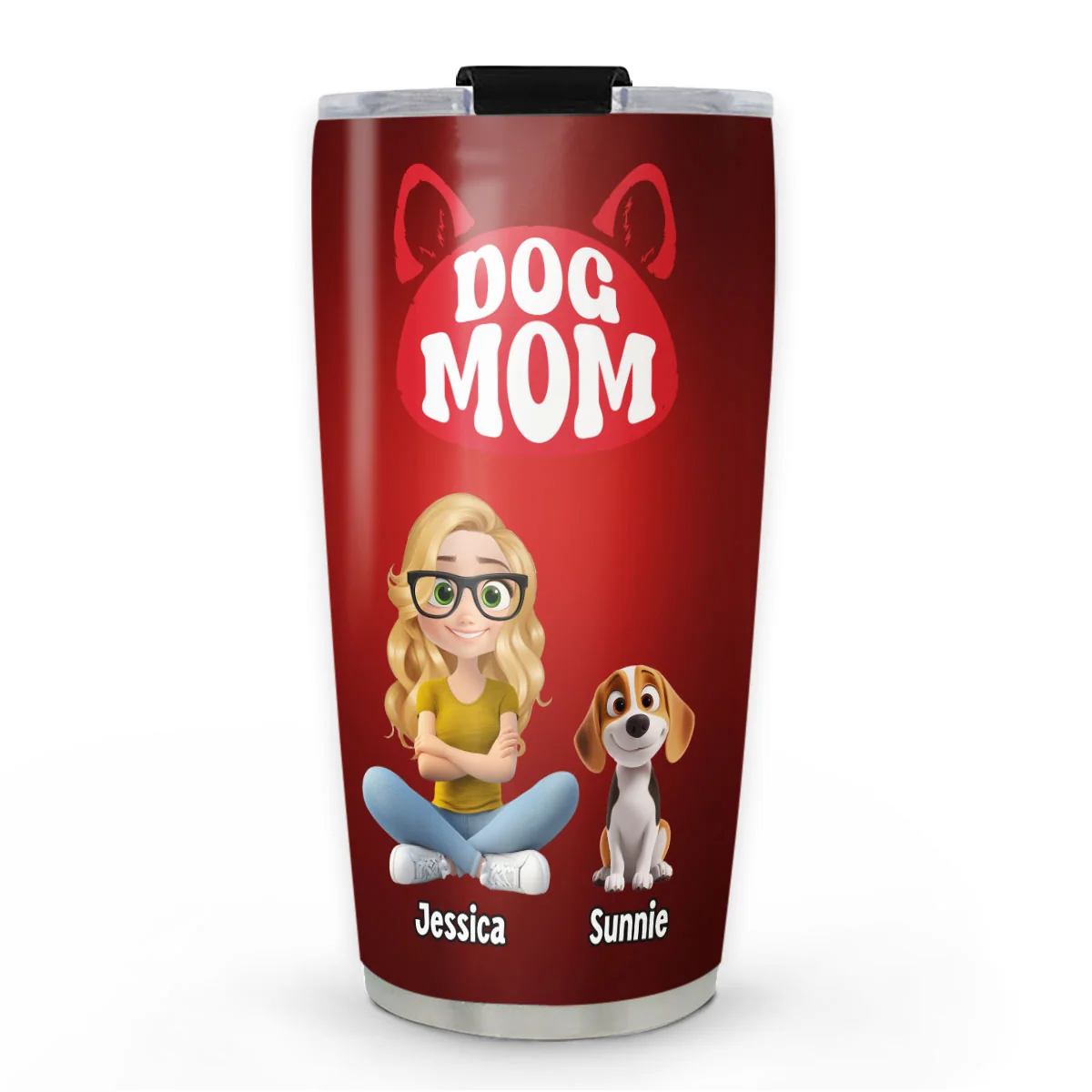 Dog Mom Red - Personalized Custom Tumbler