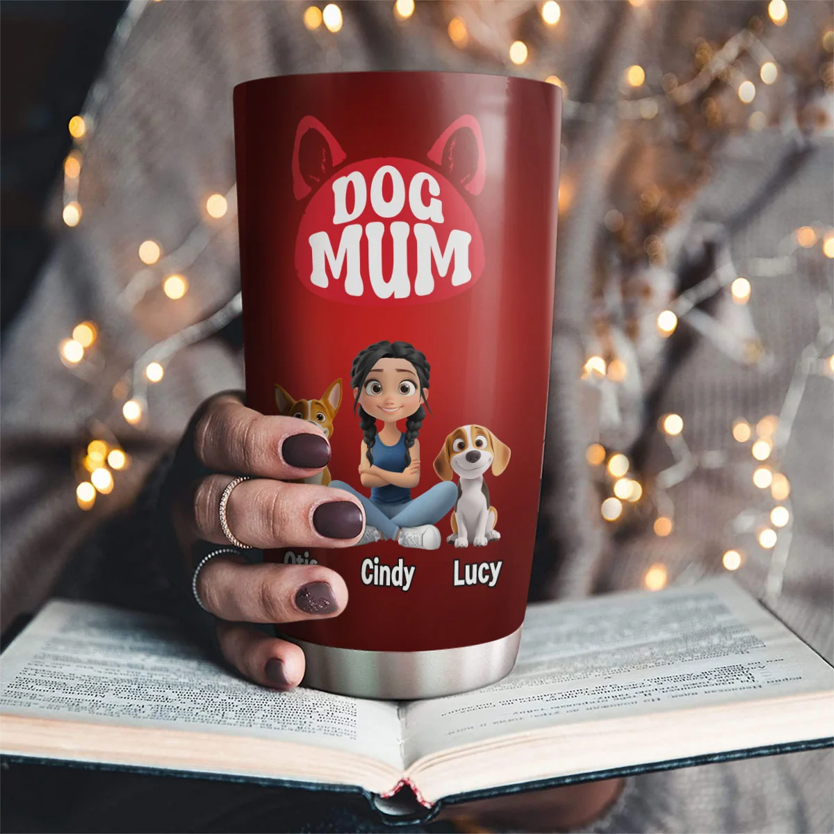 Dog Mom Red - Personalized Custom Tumbler - Image 2
