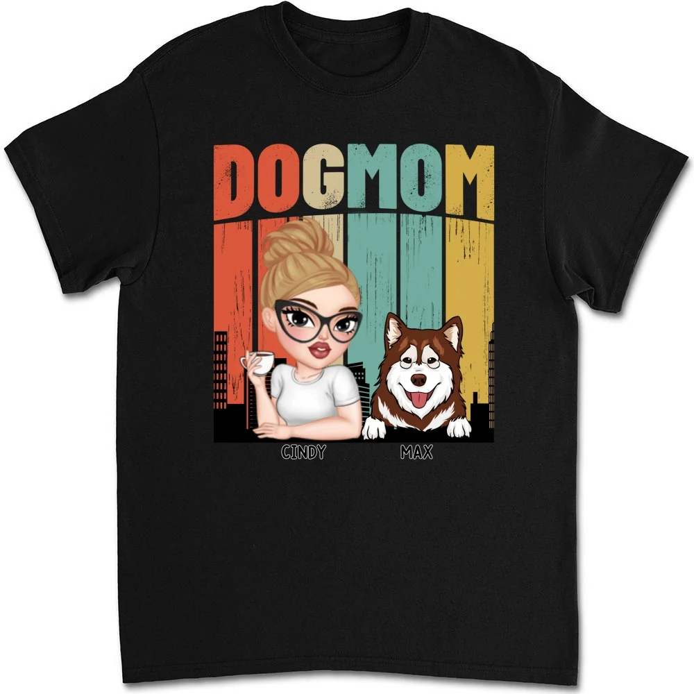 Dog Mom Retro - Personalized Custom Unisex T-shirt - Image 7