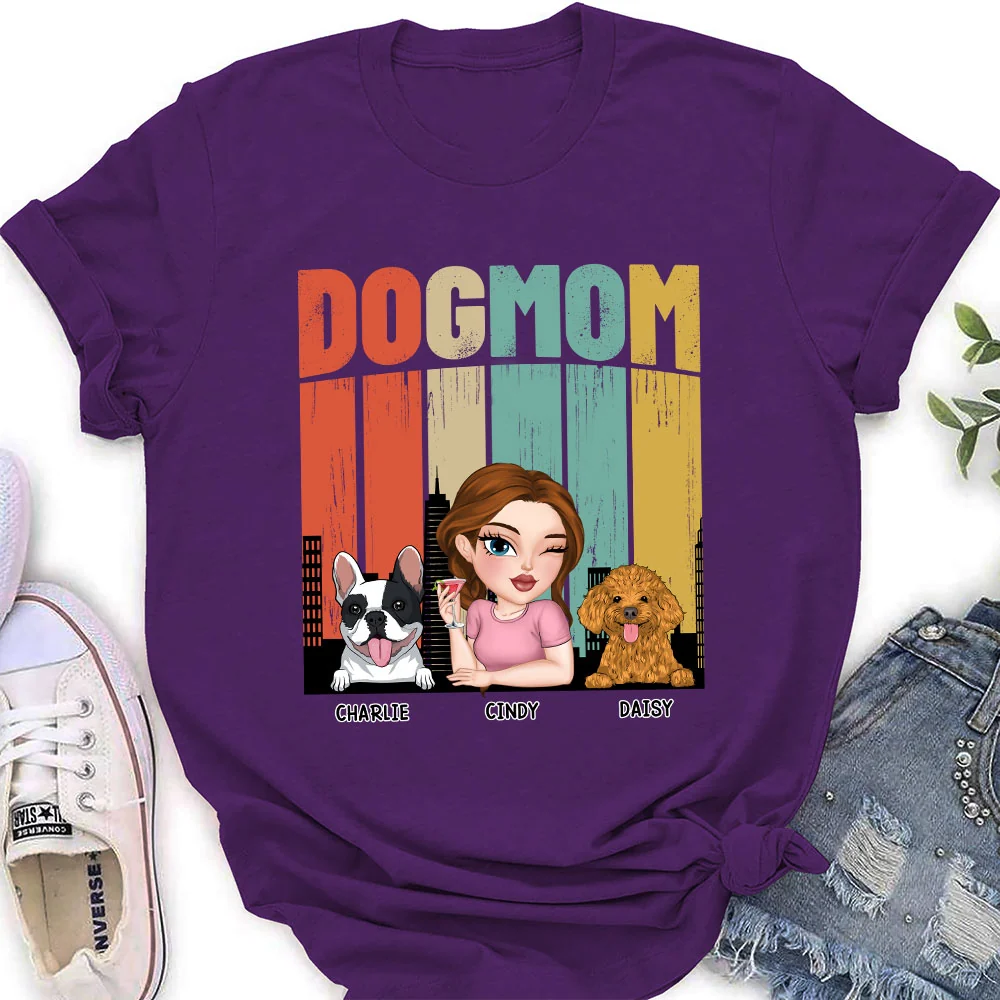 Dog Mom Retro - Personalized Custom Women's T-Shirt - Image 4